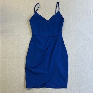 Lulu's Cobalt Blue V-Neck Spaghetti Strap Mini Dress